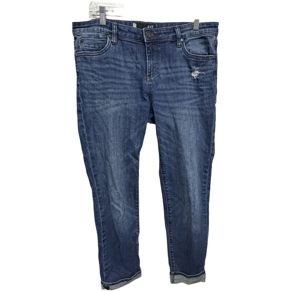 KUT From The Kloth Catherine Boyfriend Jeans Women's 12 Medium Wash Distressed